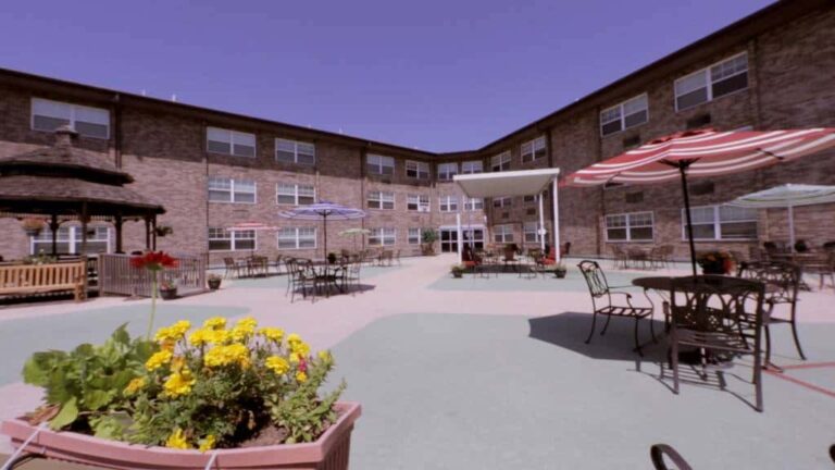 Outside of CareOne at New Milford, a rehab in New Milford, NJ.