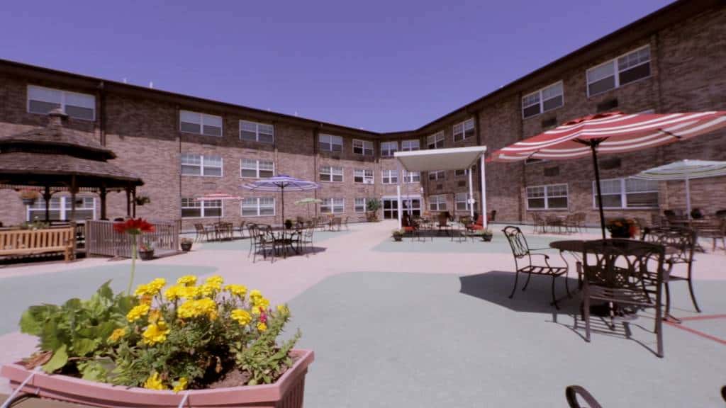 Outside of CareOne at New Milford, a rehab in New Milford, NJ.